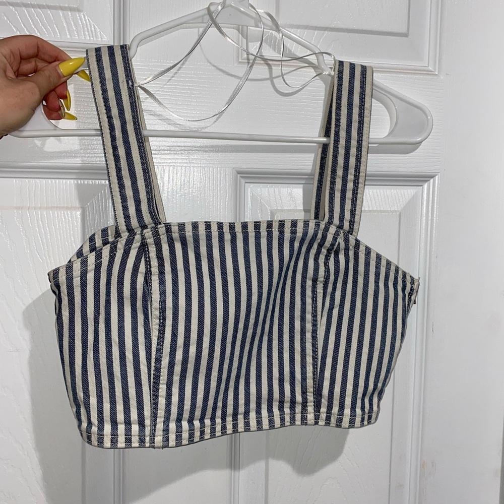 Cute Striped Denim Crop top.